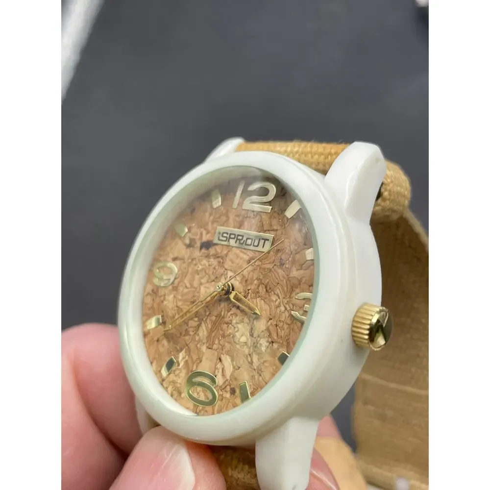 iSPROUT Diamond Corn Resin Case Quartz Watch Lot of 3 White Cork Floral Dial